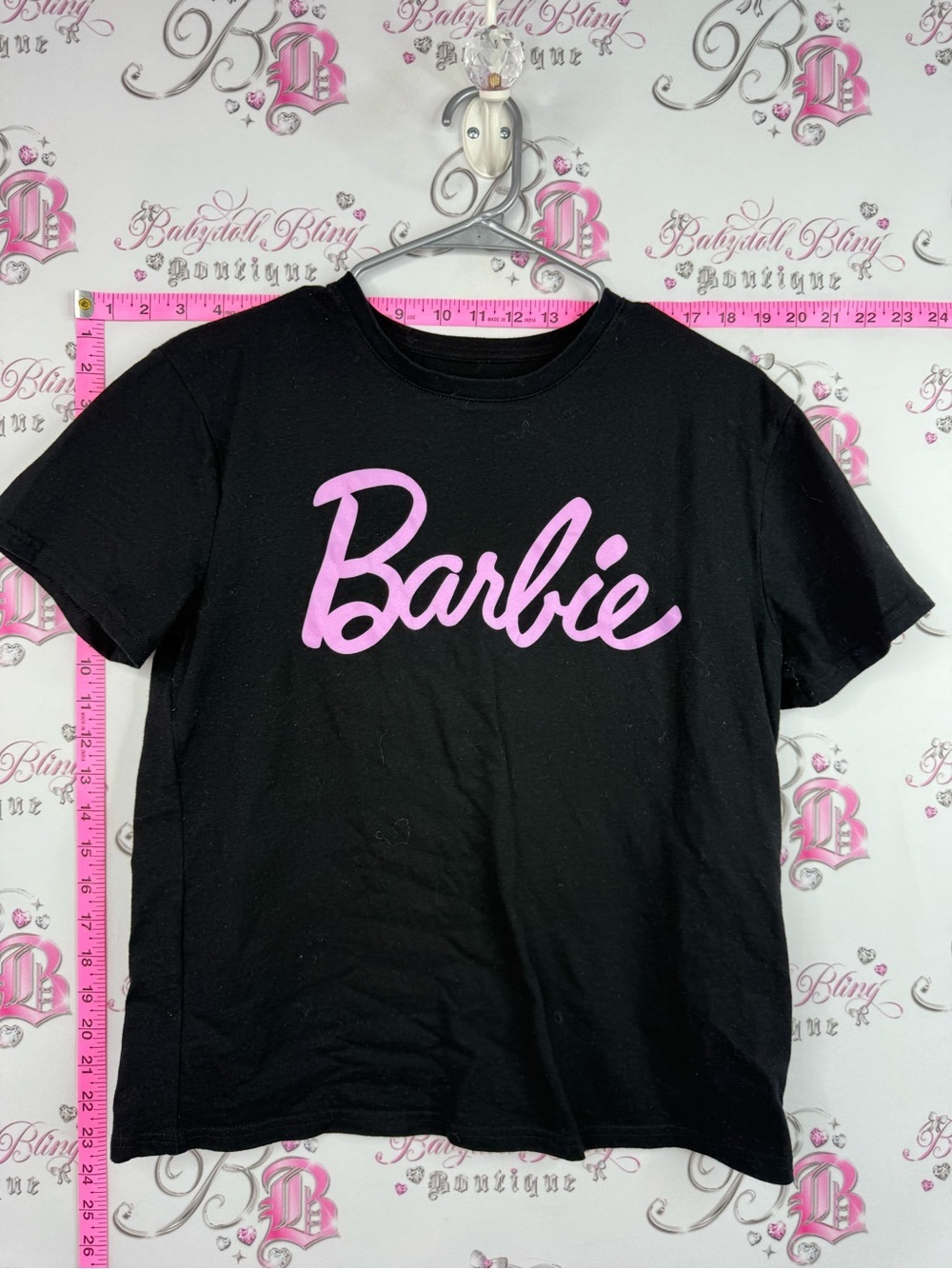 Barbie tshirt Black T-Shirt with Pink Script Logo